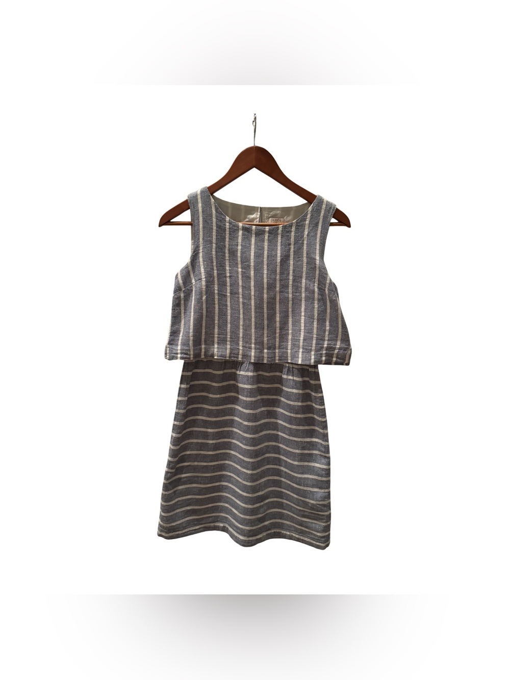 J. Crew Linen Light Blue Striped Dress - Size XXS